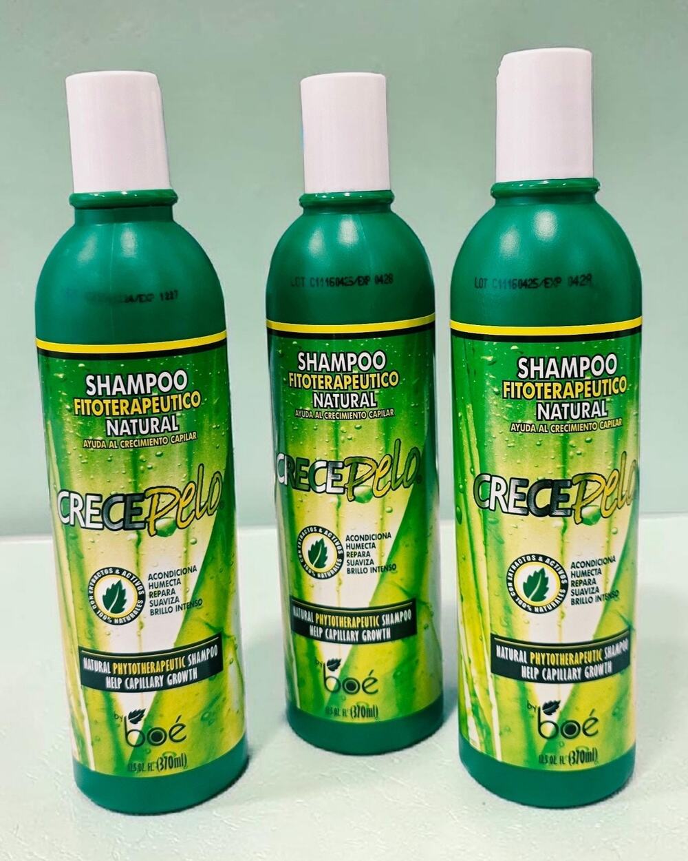 3 Pack Boe Crece Pelo Natural Phytotherapeutic Shampoo 12.5oz 370ml Each NEW